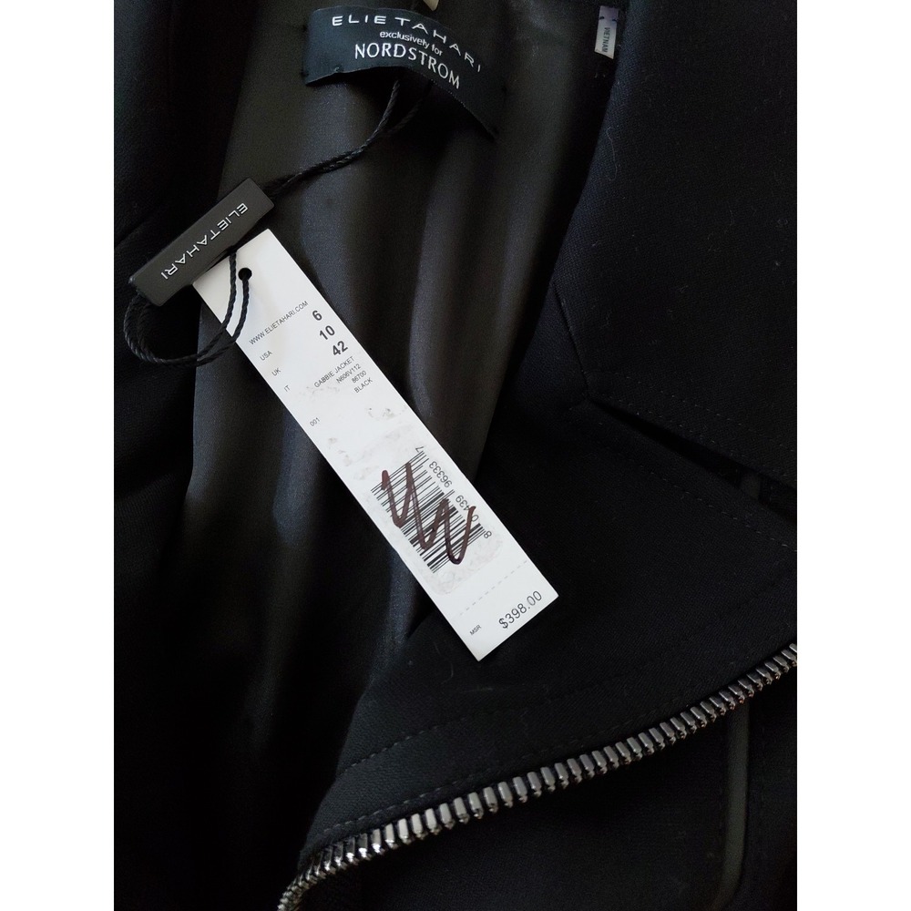 NEW Elie Tahari X Nordstrom Moto Jacket Women 6 Black Modern Zip Crop GABBIE - Picture 9 of 16